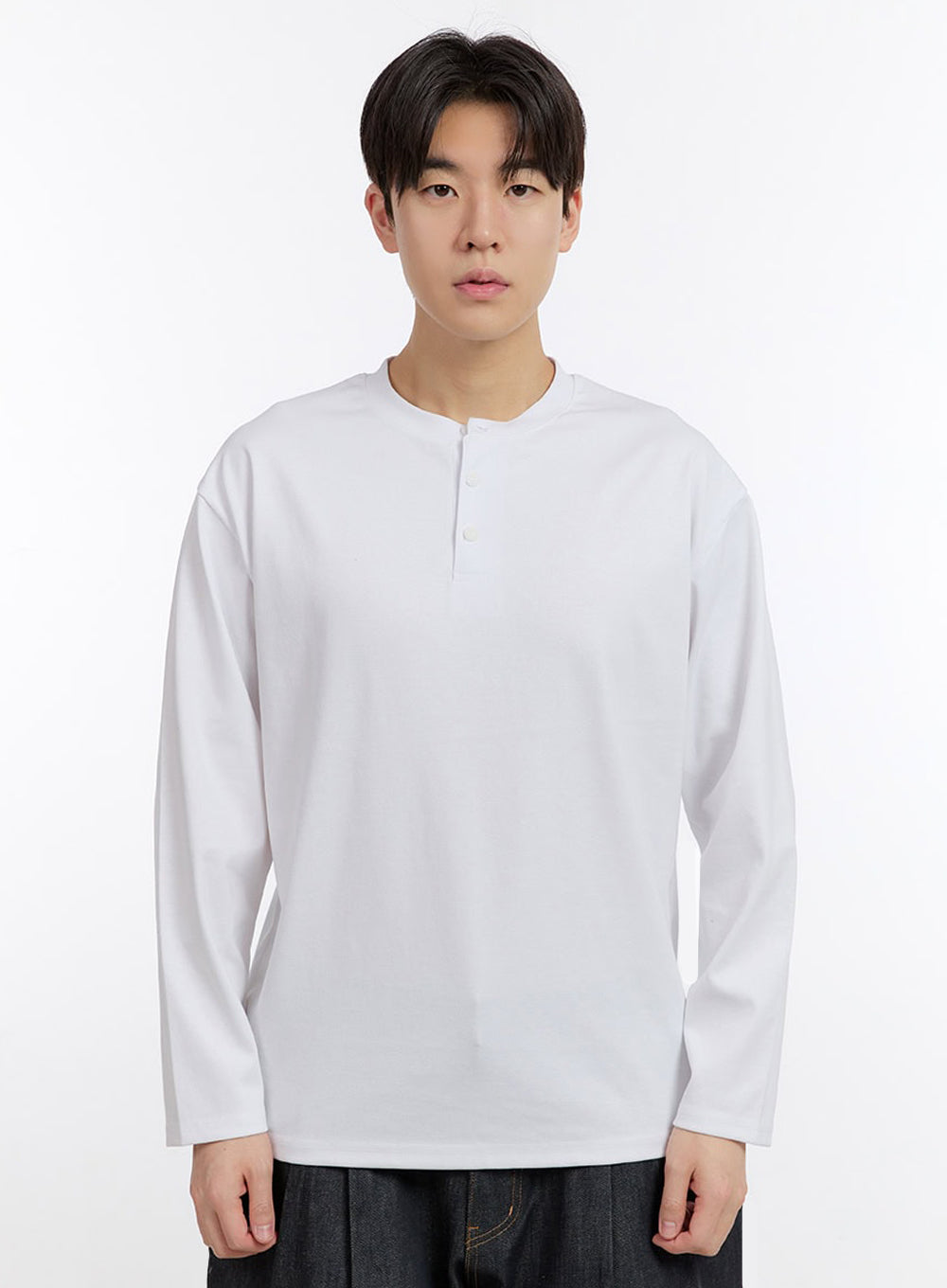 Men's Half-Buttoned Long-Sleeve T-Shirt IF528