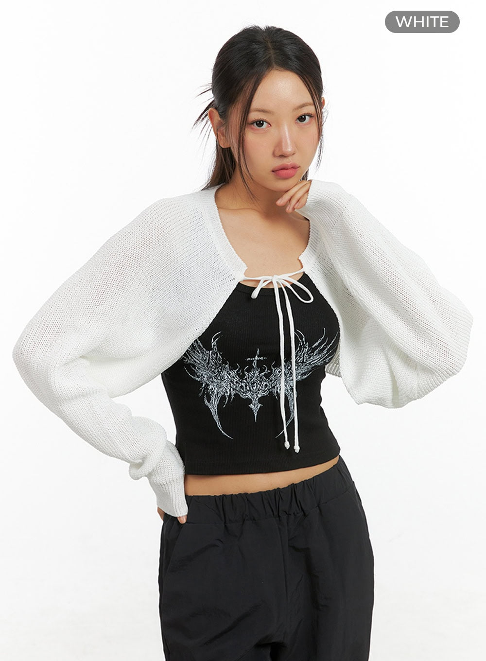 Mesh Bolero Strap Cardigan IS402