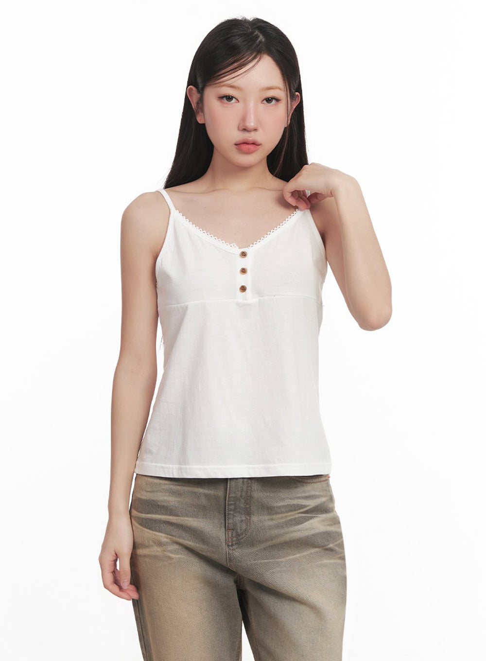 Lace Buttoned Cami Top IM528