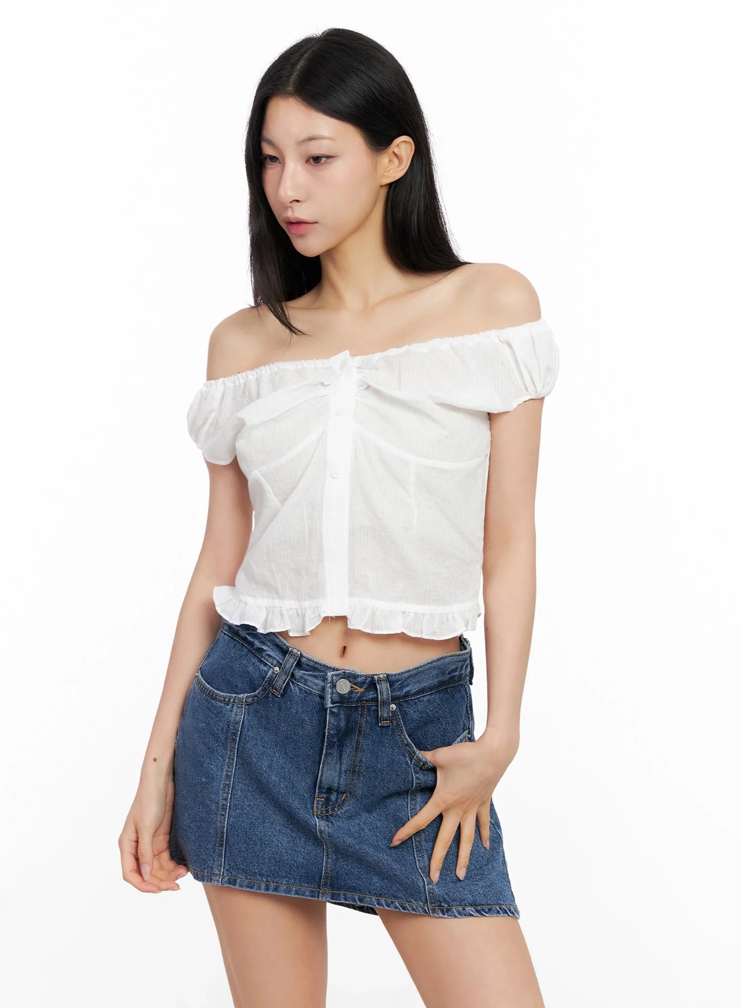 Off-Shoulder Puff-Sleeve Blouse IG508
