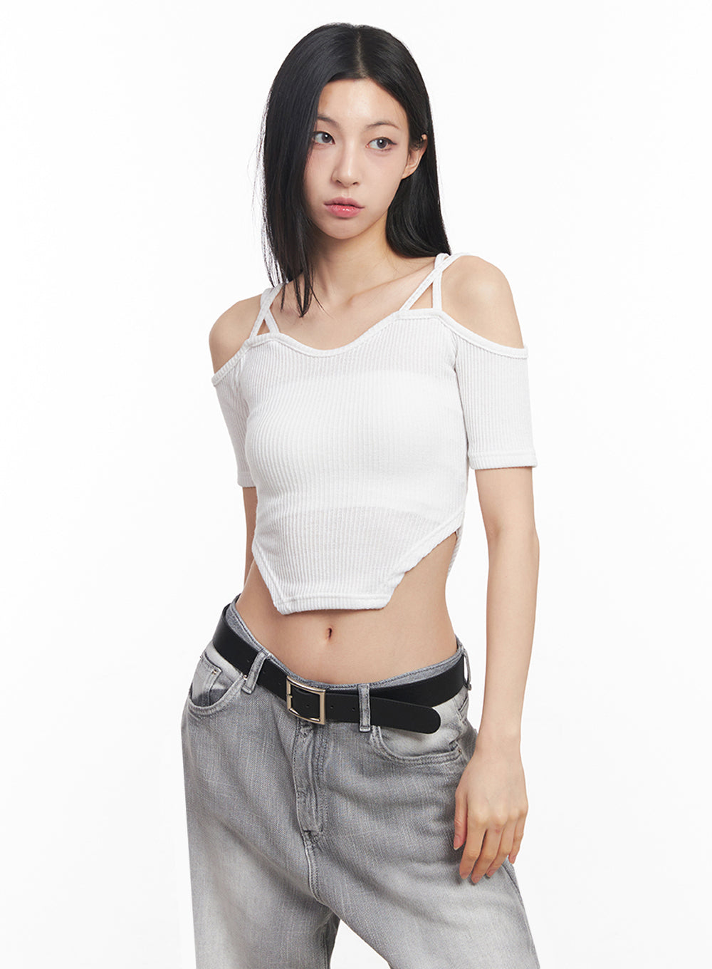 Strappy Off-Shoulder Crop Top IY516