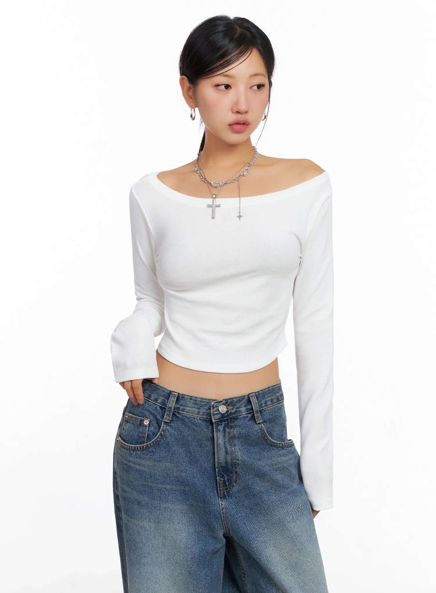 Slim Fit Wide Neck Crop Top IG527