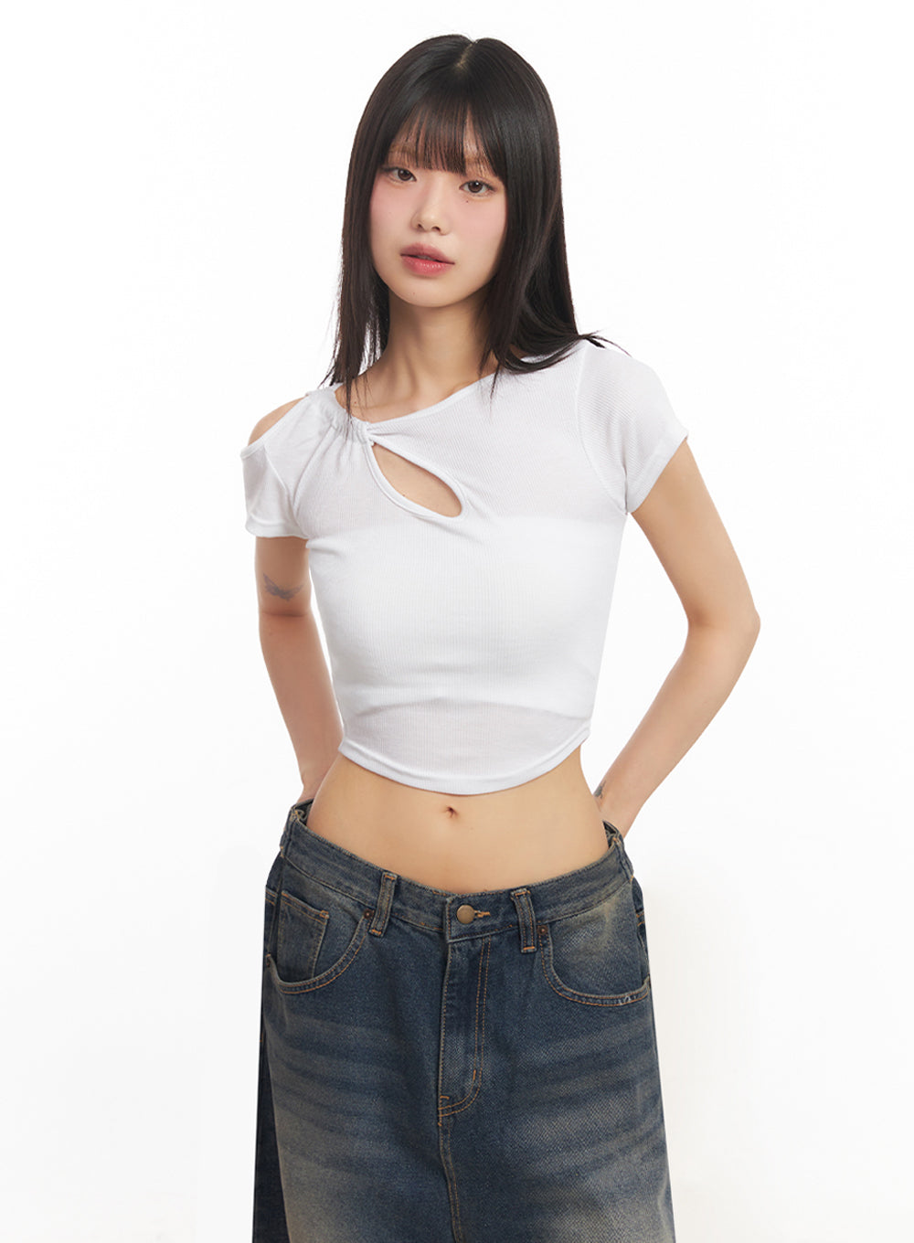 Asymmetric Cut-Out Crop Top IY502