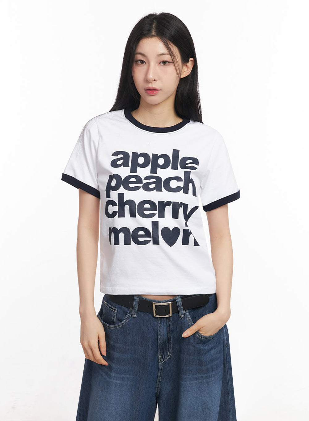 Contrast Graphic Crop Top IY529