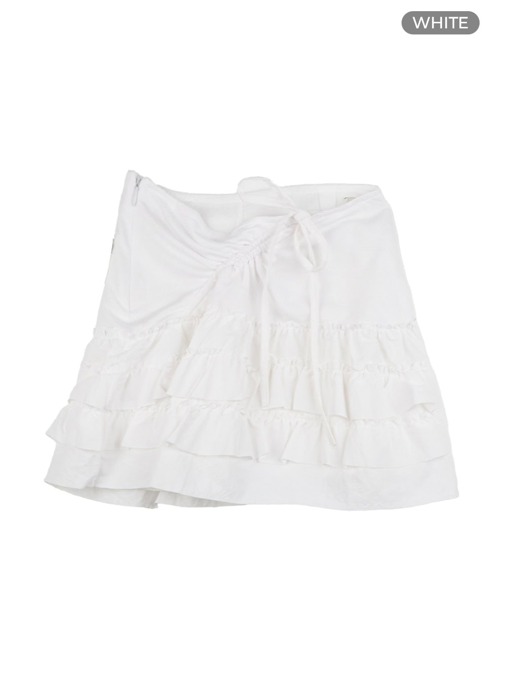 Shirred Ribbon Frill Mini Skirt IG405