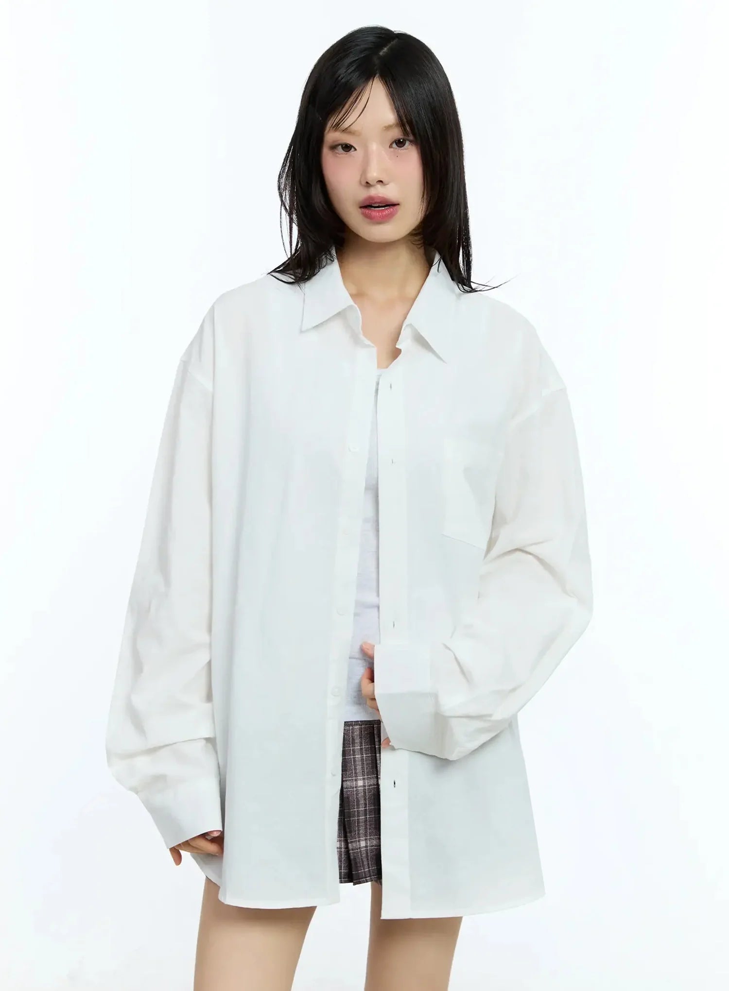 Oversized Solid Collared Shirt IU524
