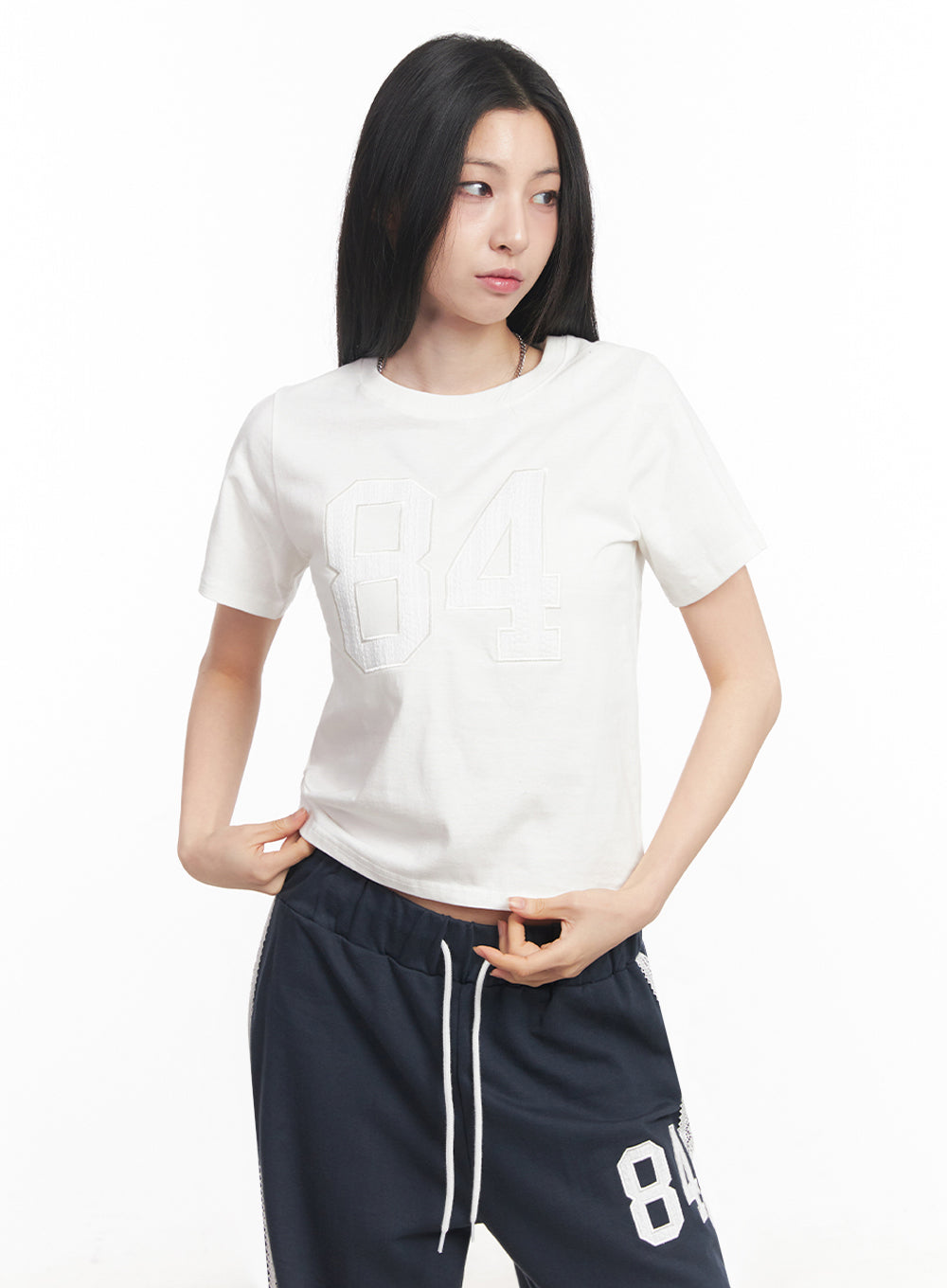 Lace Embroidered "84" Graphic Tee IY516