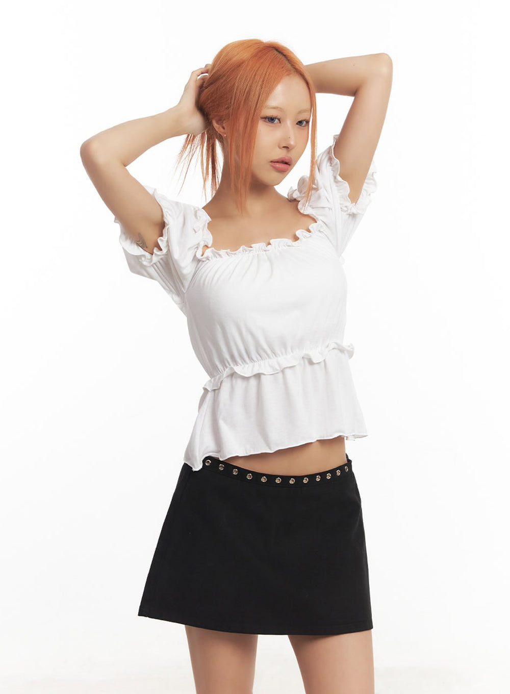 Frill Off-Shoulder Crop Blouse Top IA517