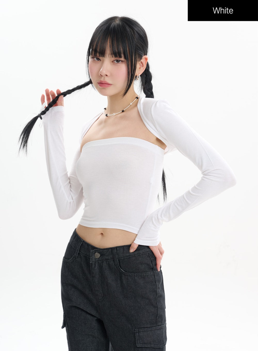 Hollow Out Shrug and Solid Tube Top IF413