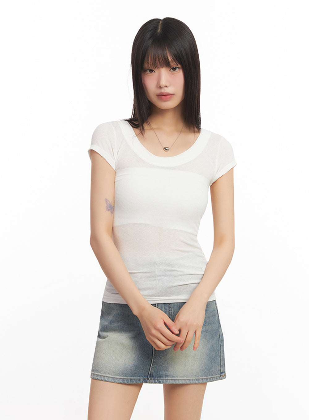 Slim-Fit Slightly Sheer Top IA528