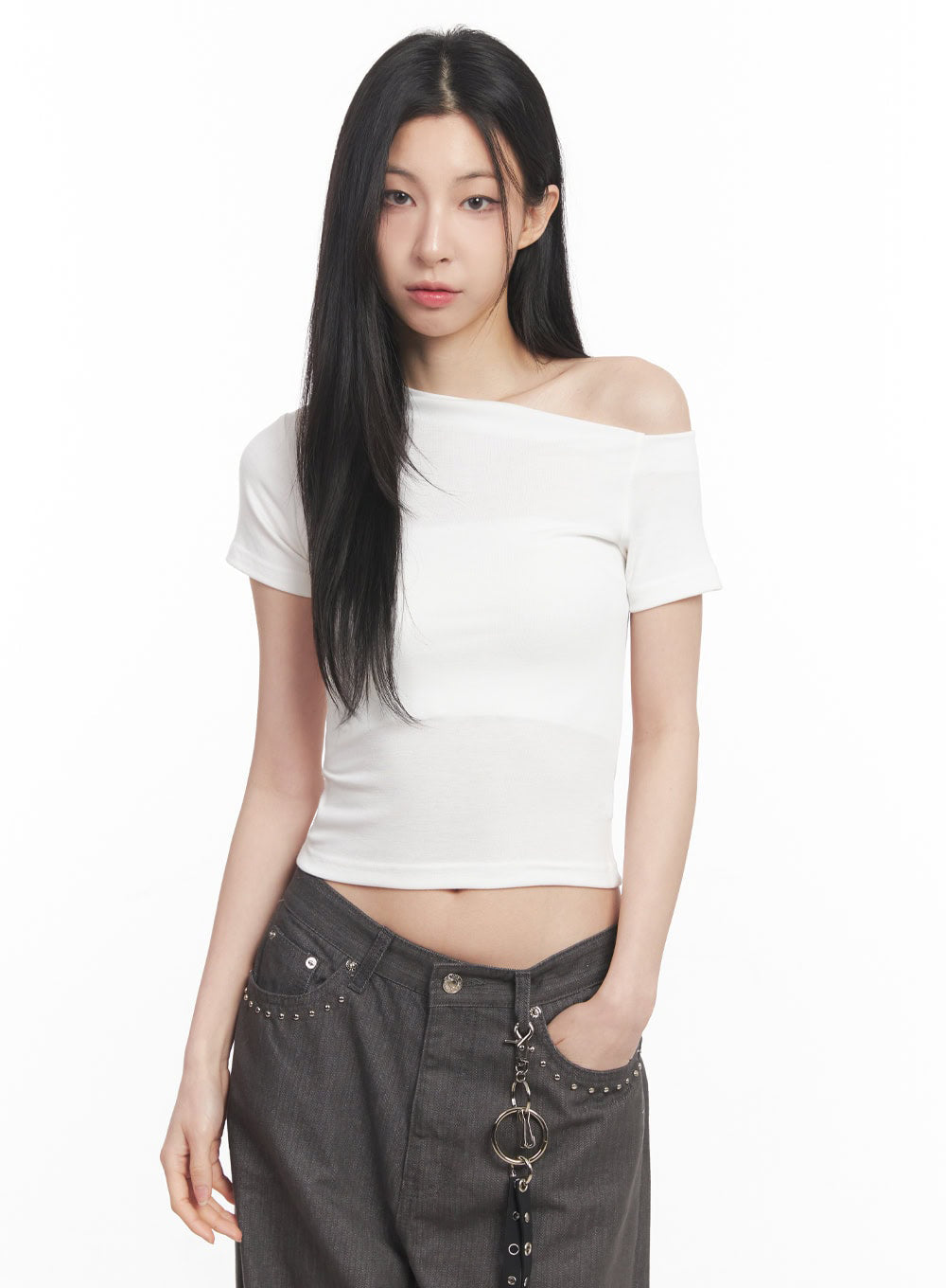 Classic One-Shoulder Crop Top IY516