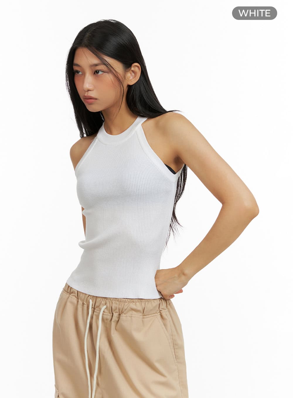 Solid Halter Neck Tank Top IU412