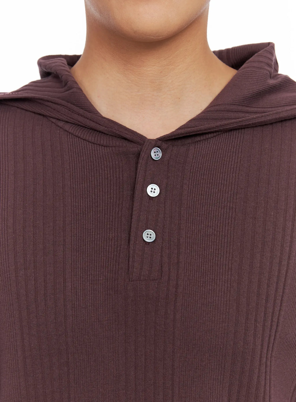 Men's Henley Neck Long Sleeve Hoodie IS502