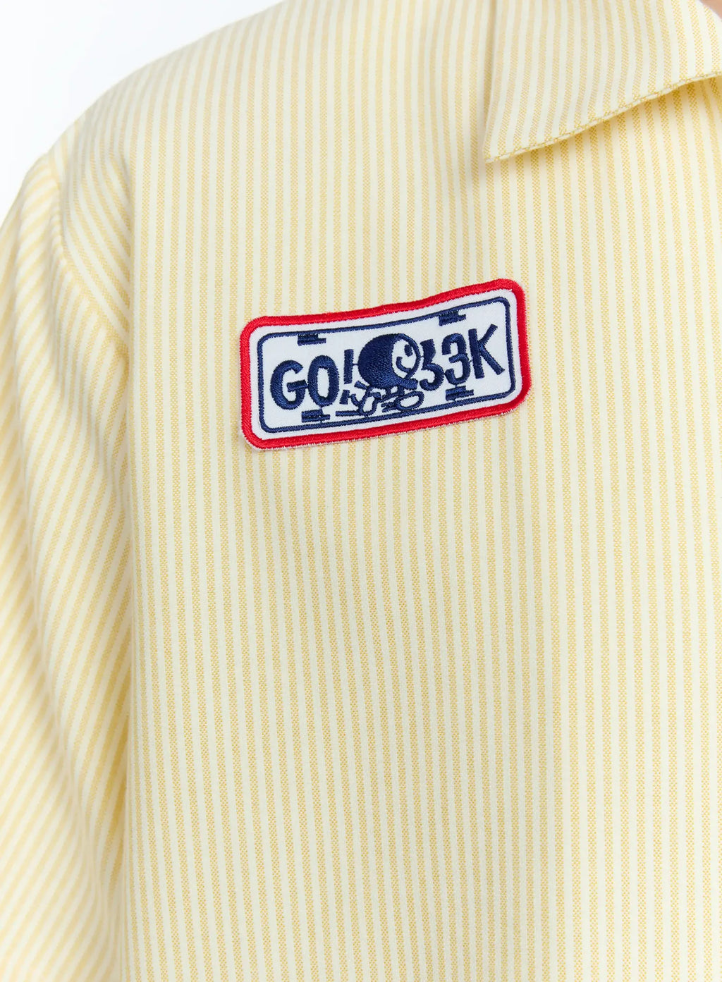 Men's Pinstripe Short Sleeve Zip Shirt IG519