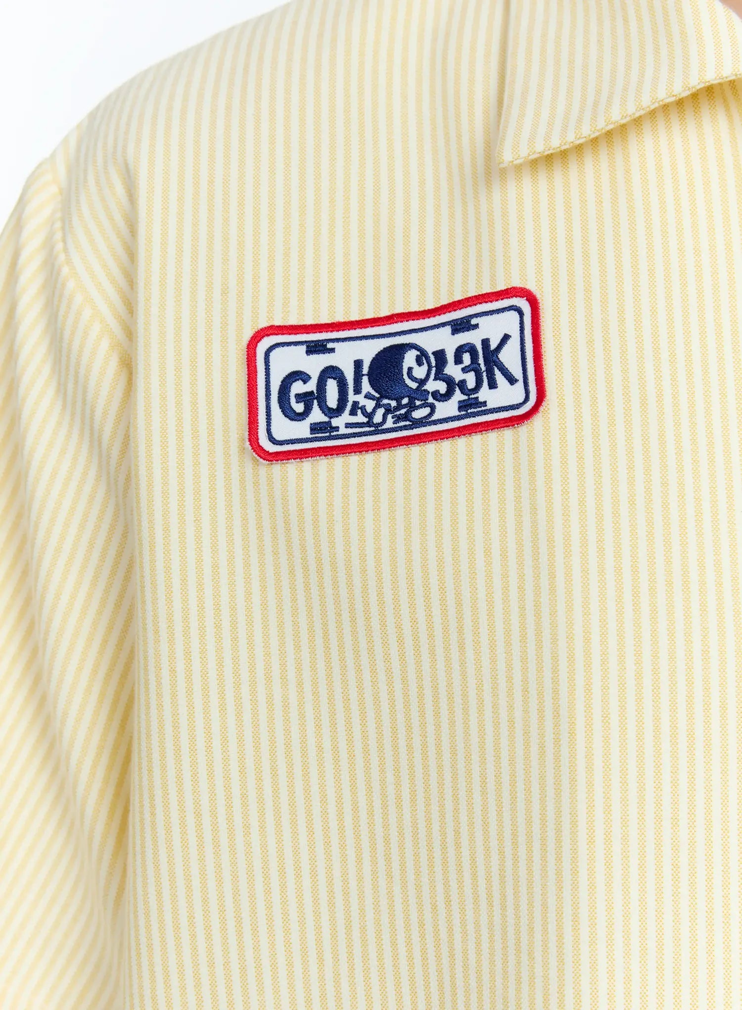 Men's Pinstripe Short Sleeve Zip Shirt IG519