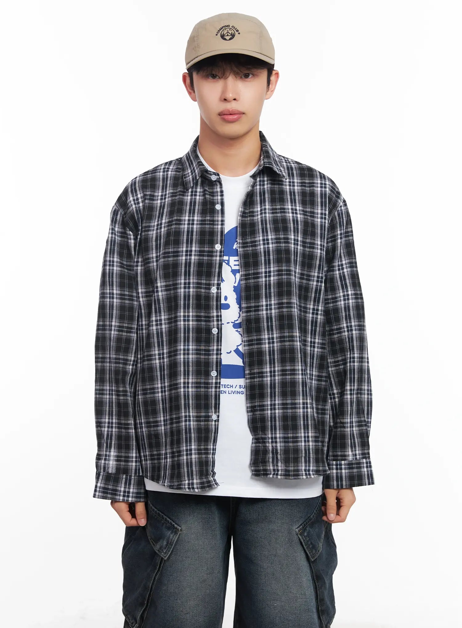 Men's Loose-Fit Flannel Shirt IU519