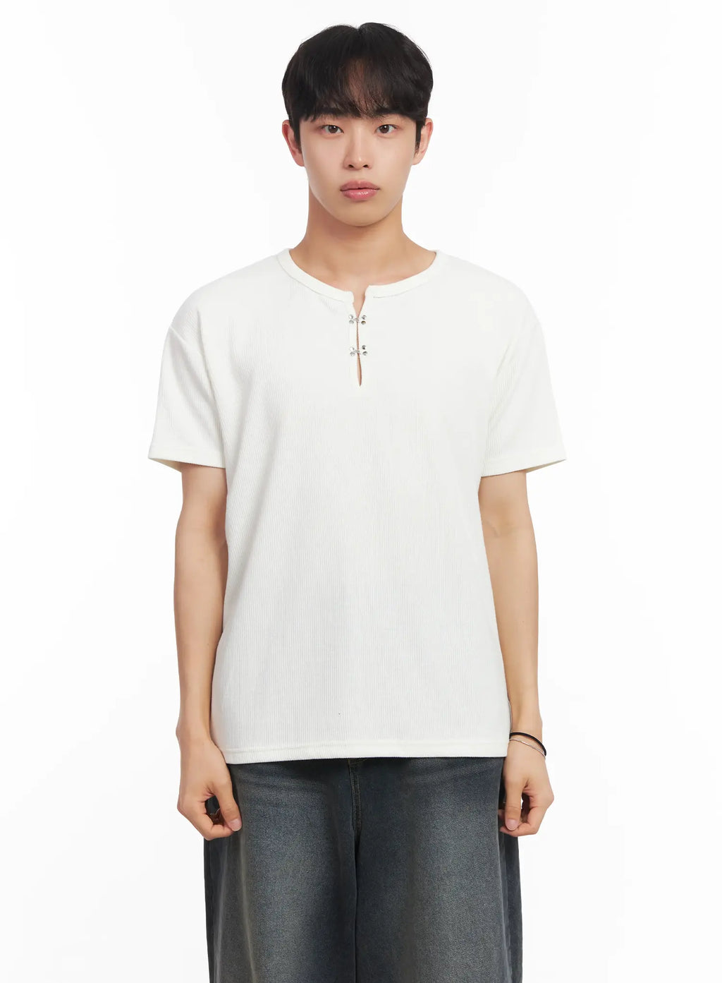 Men's Henley Neck Short-Sleeve Tee IU519