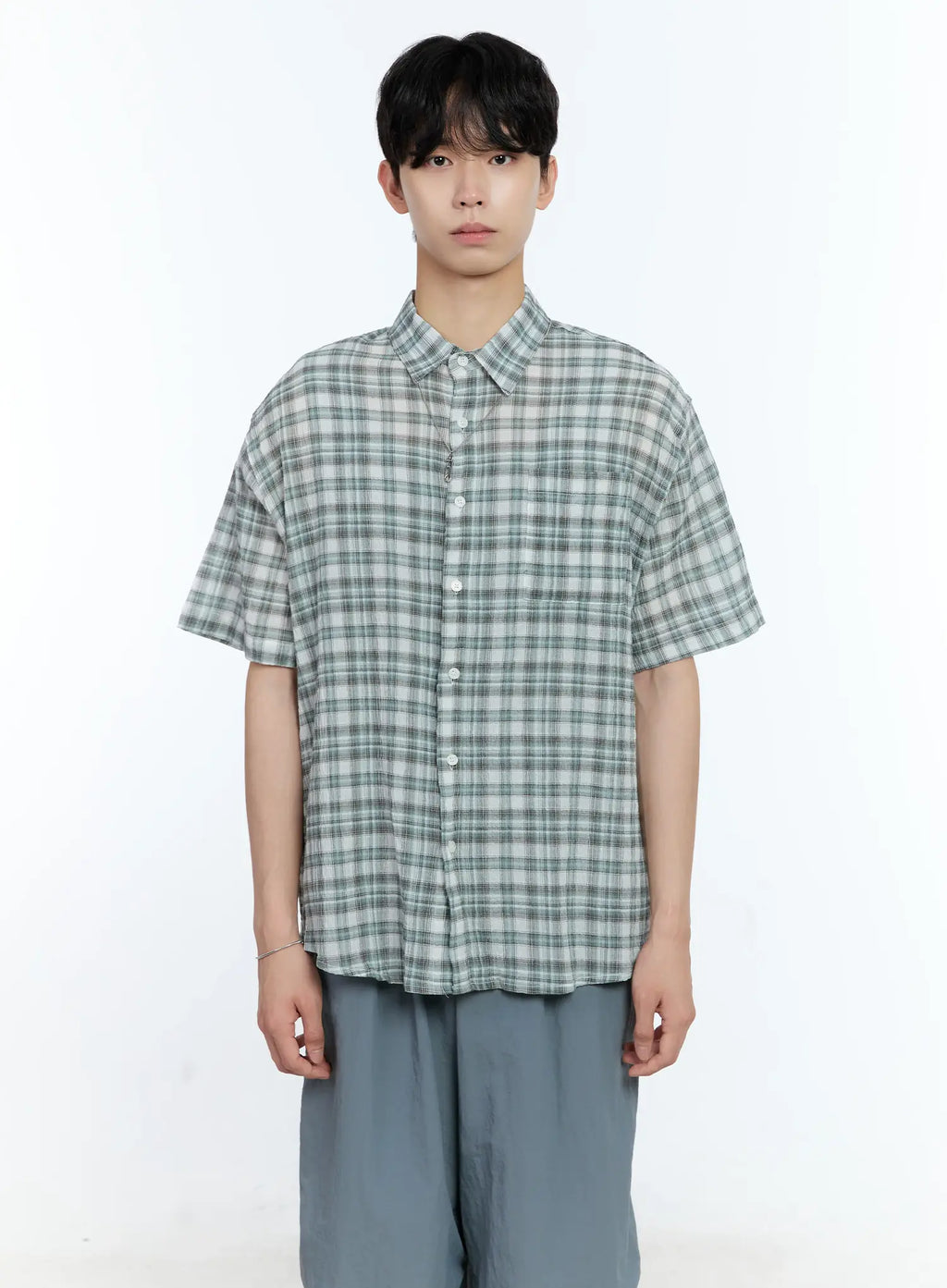 Men's Checkered Button-Up Shirt IG501