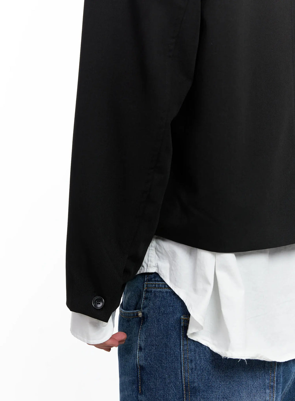 Men's Cropped Button-Up Jacket IS502