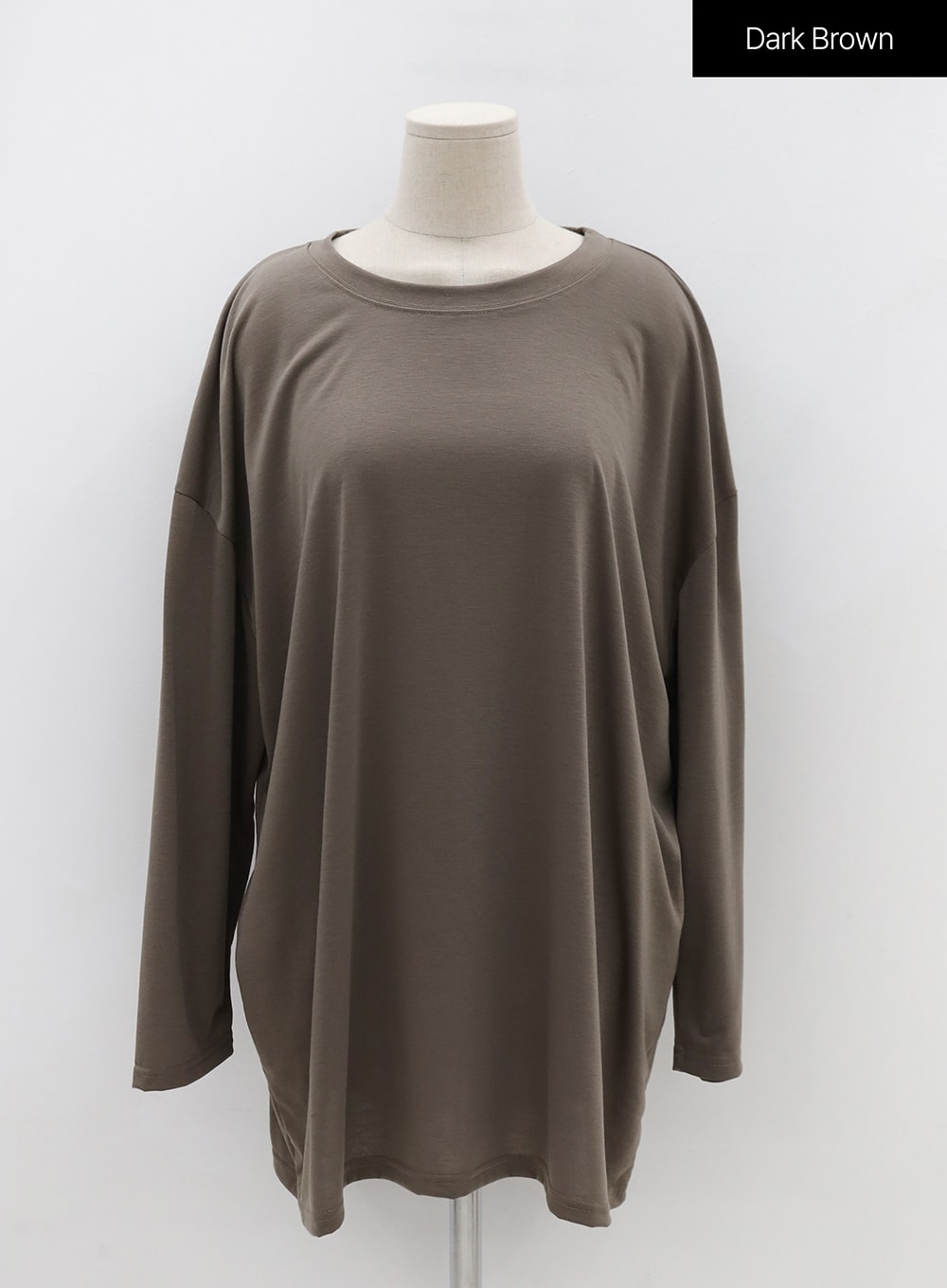 Plus Basic Span Round Neck Long Sleeve T-Shirt IG09