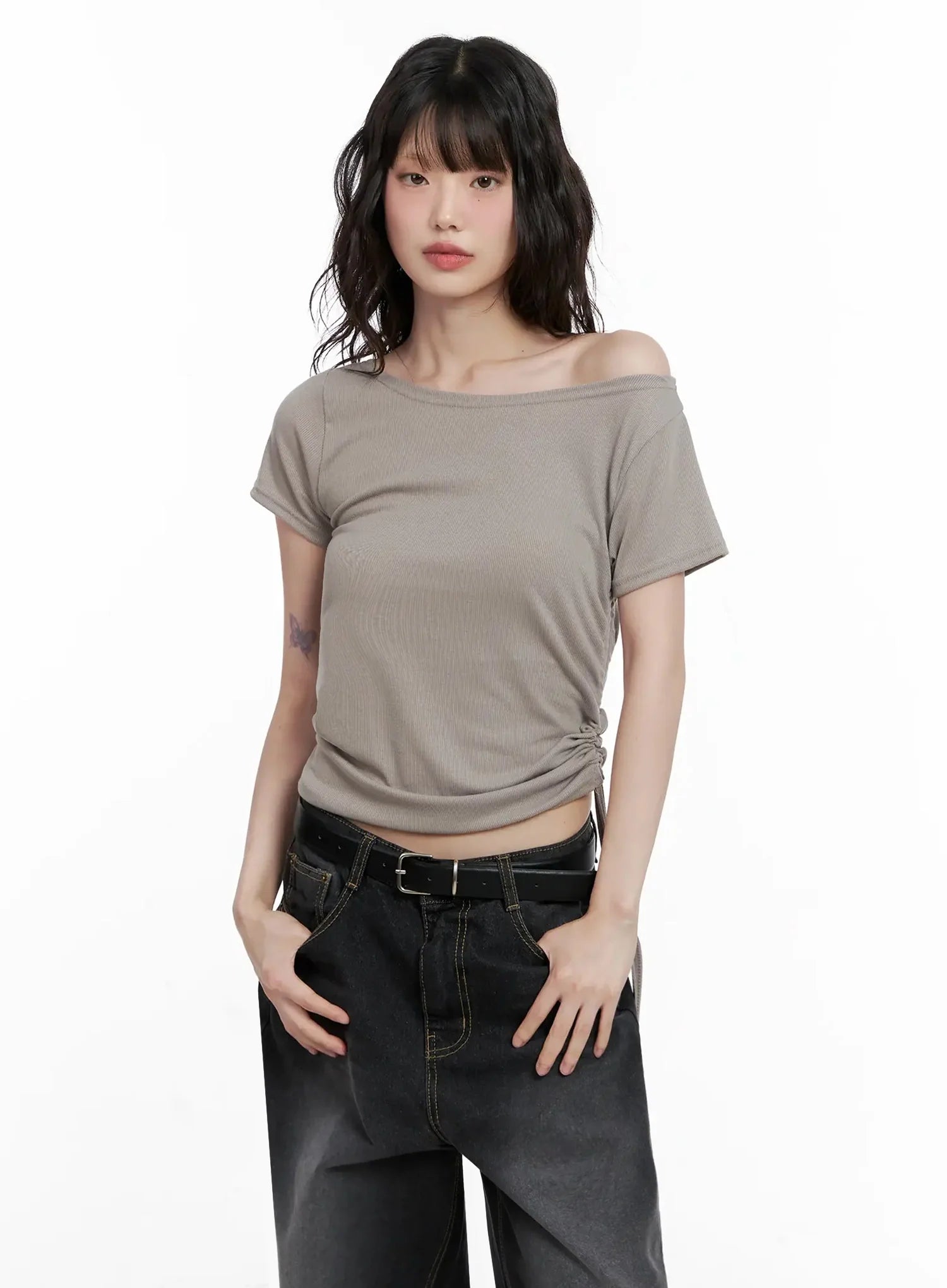 Off-Shoulder Ruched Top IL528