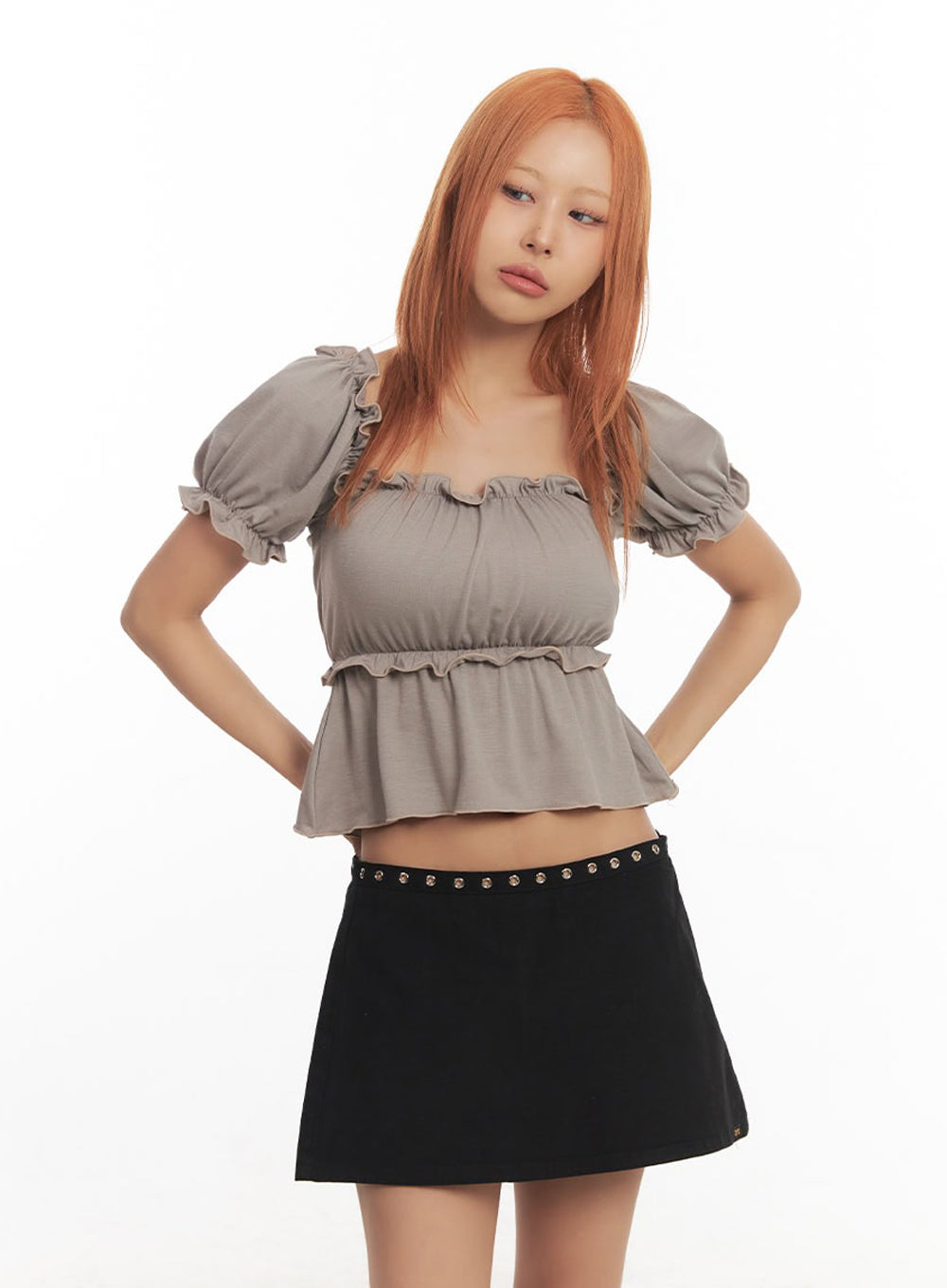 Frill Off-Shoulder Crop Blouse Top IA517