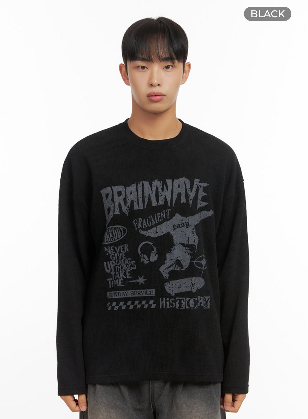 Men's Round Neck Graphic Top IO420