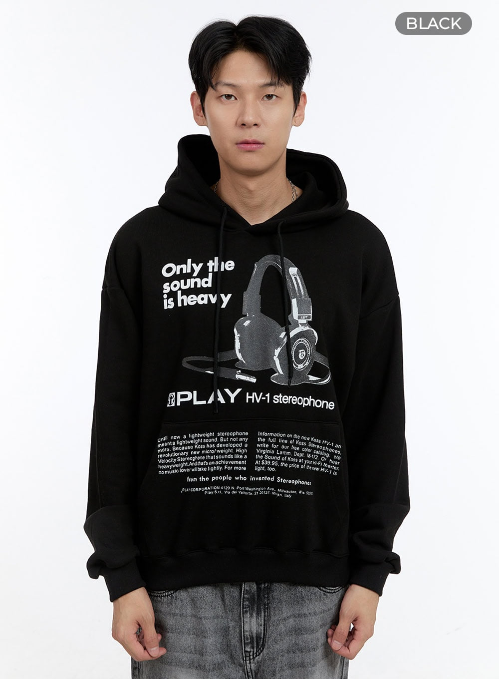 Men's Cotton Lettering Graphic Hoodie IG427