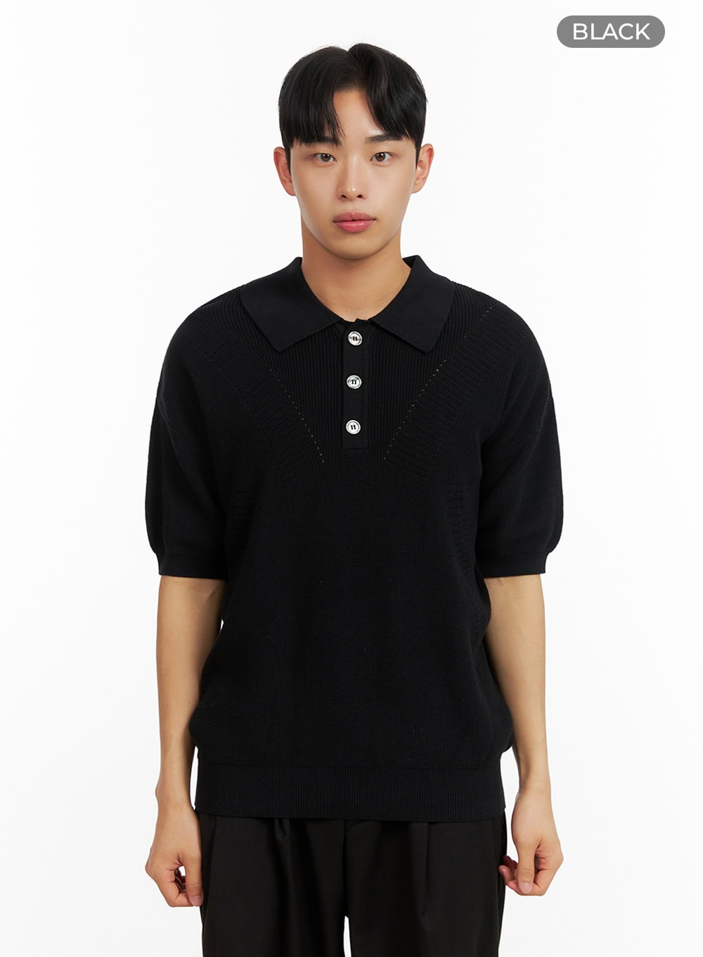 Men's Cotton Collar Buttoned T-Shirt IU414