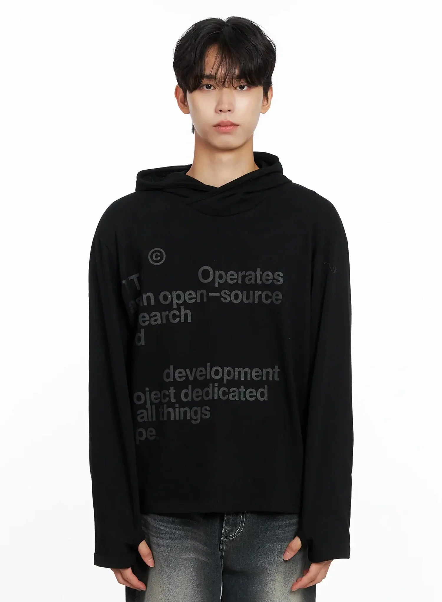 Men's Lettering Hand Warmer Hoodie IO517