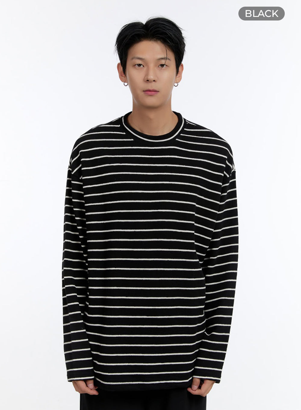 Men's Striped Round Neck Long Sleeve T-Shirt IO428