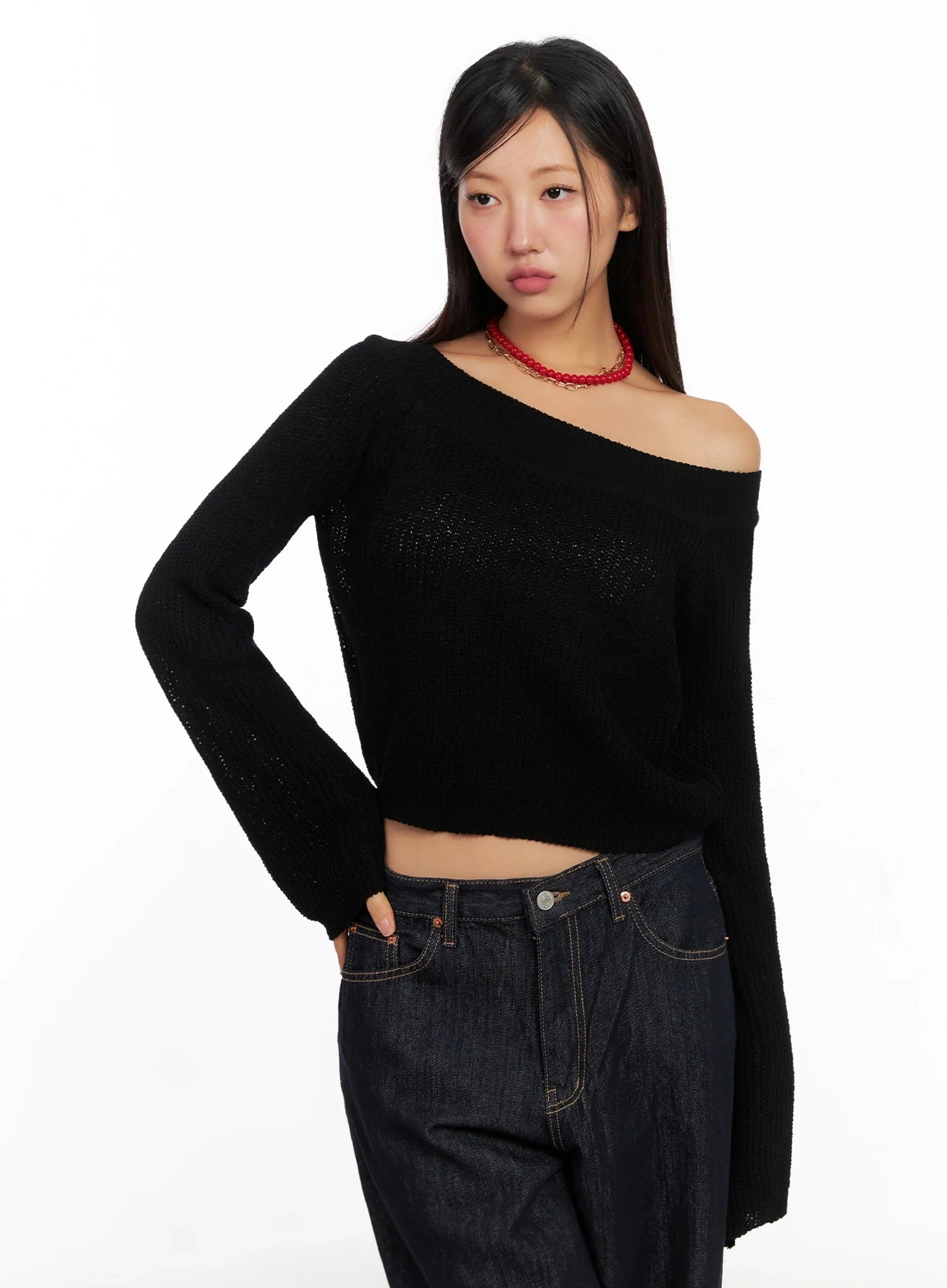 Long Sleeve Off-Shoulder Knit IG527