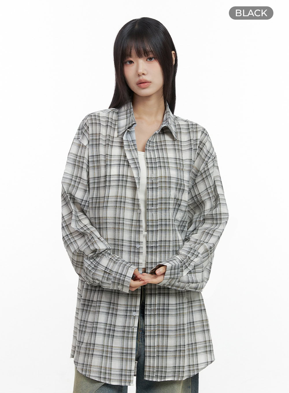 Checkered Cotton Oversized Shirt IO430