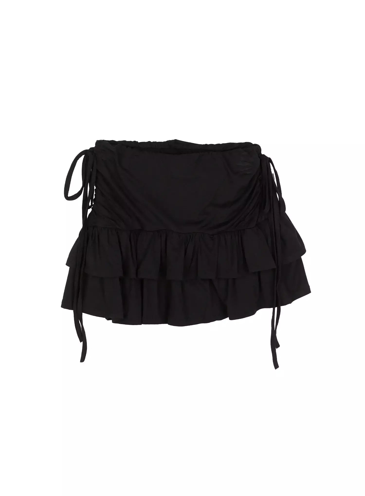 Ruffle Shirred Ribbon Mini Skirt IU524