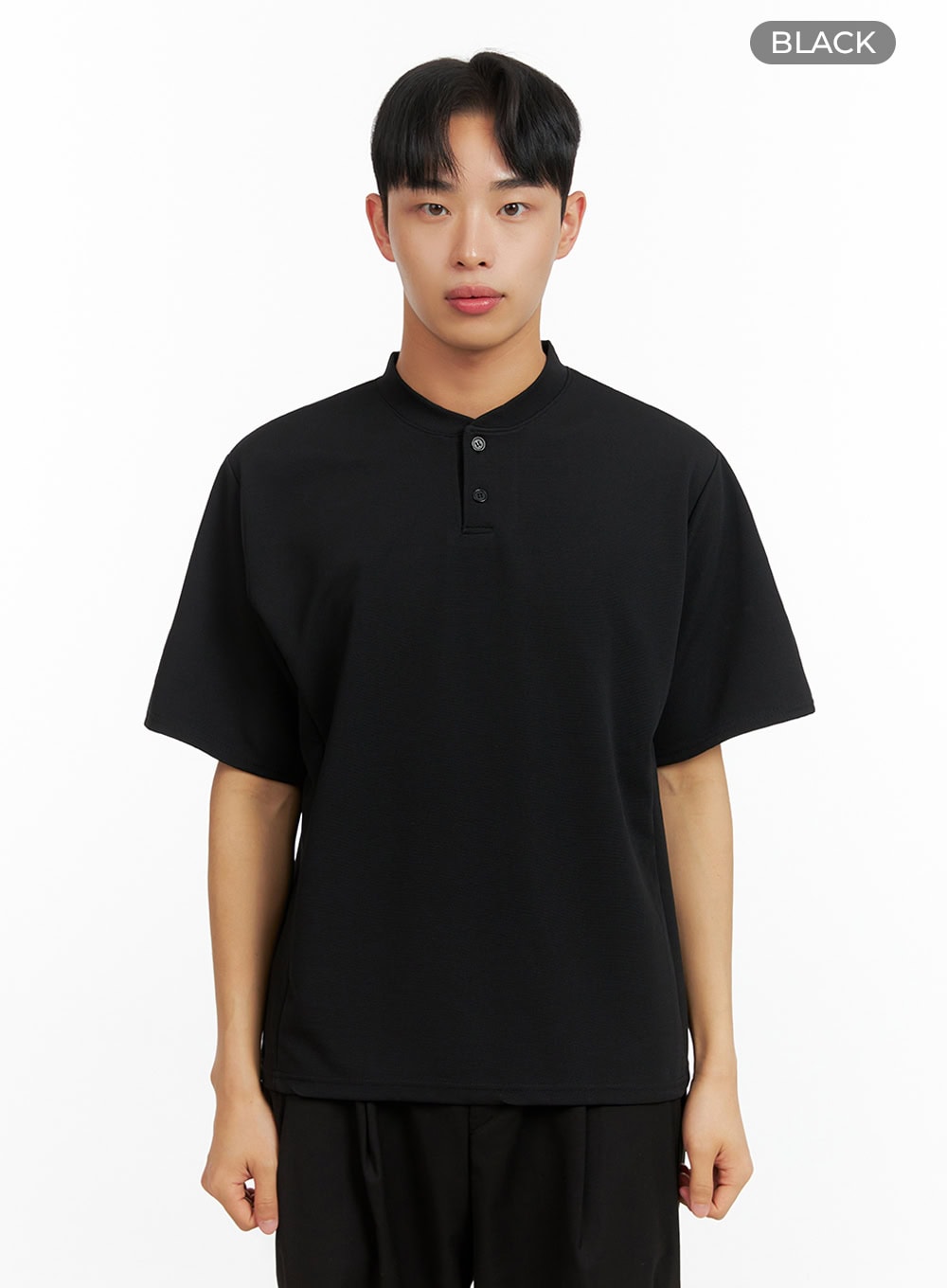 Men's Buttoned Solid T-Shirt IU414