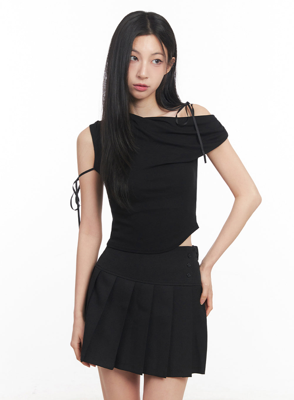 Ribbon One-Shoulder Crop Top IY516