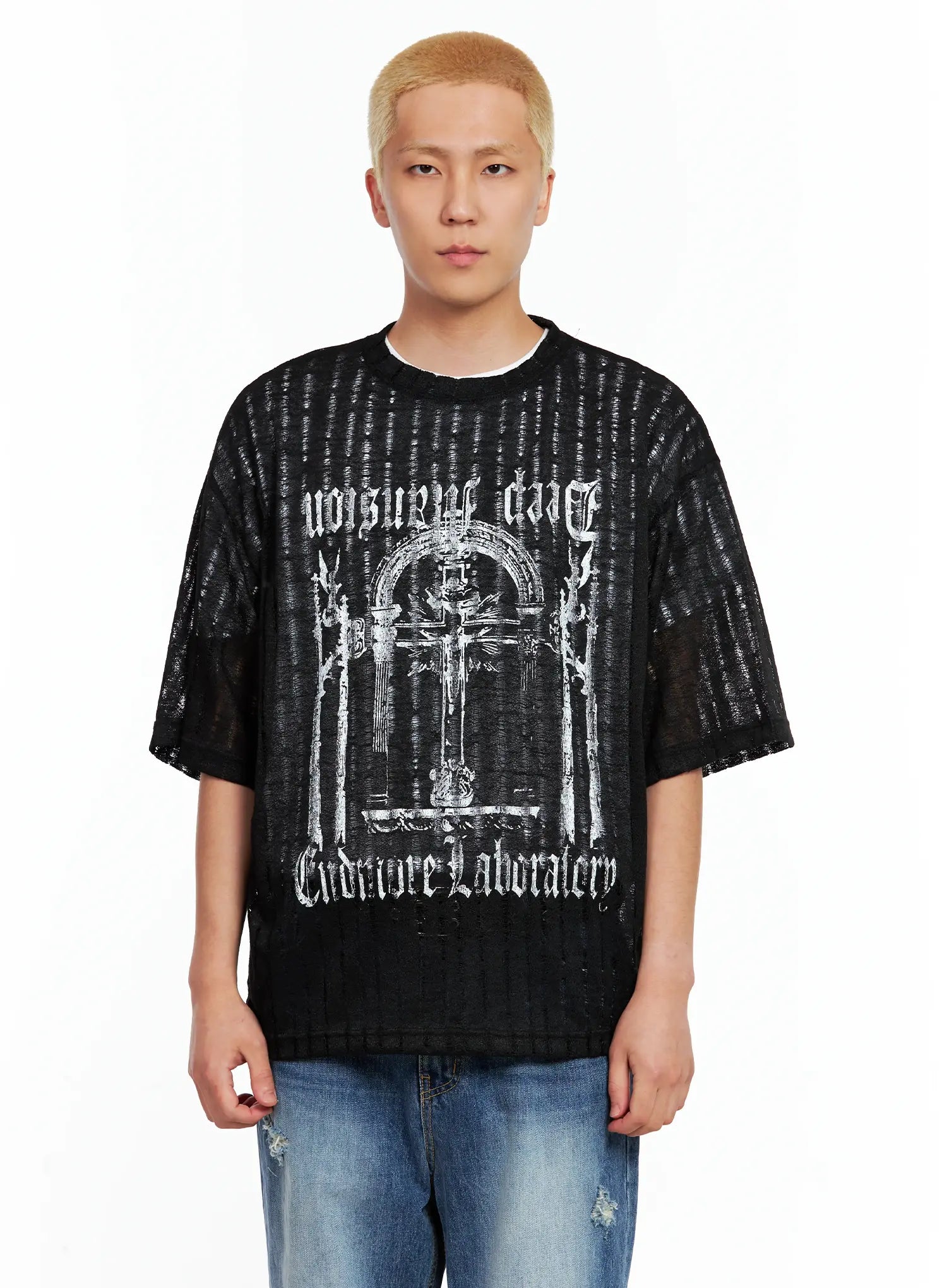 Men's Grunge Gothic Knit Tee IL514