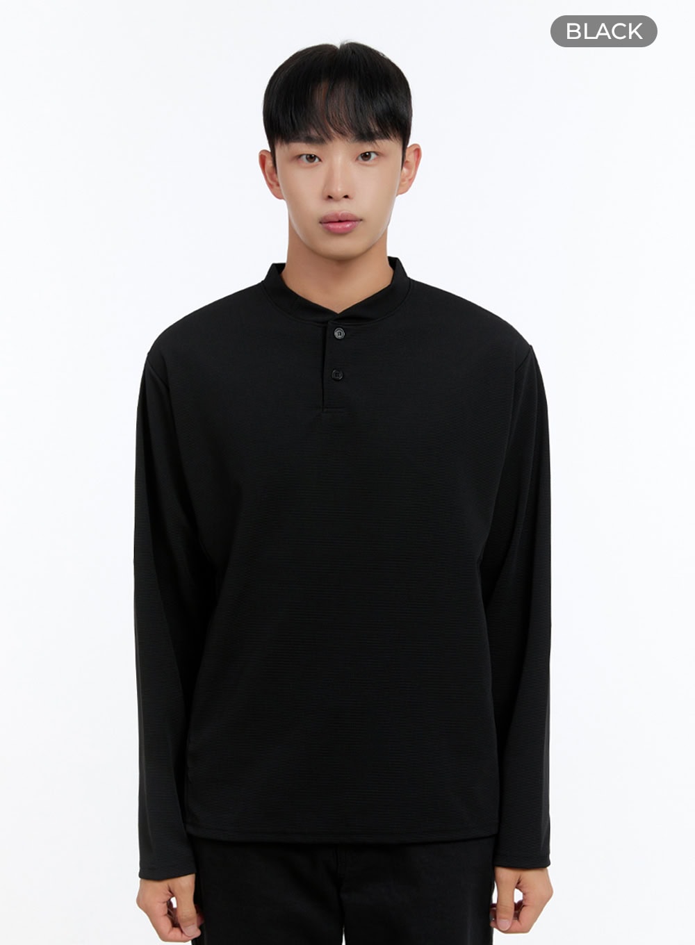 Men's Henley Neck Long Sleeve Tee IS413
