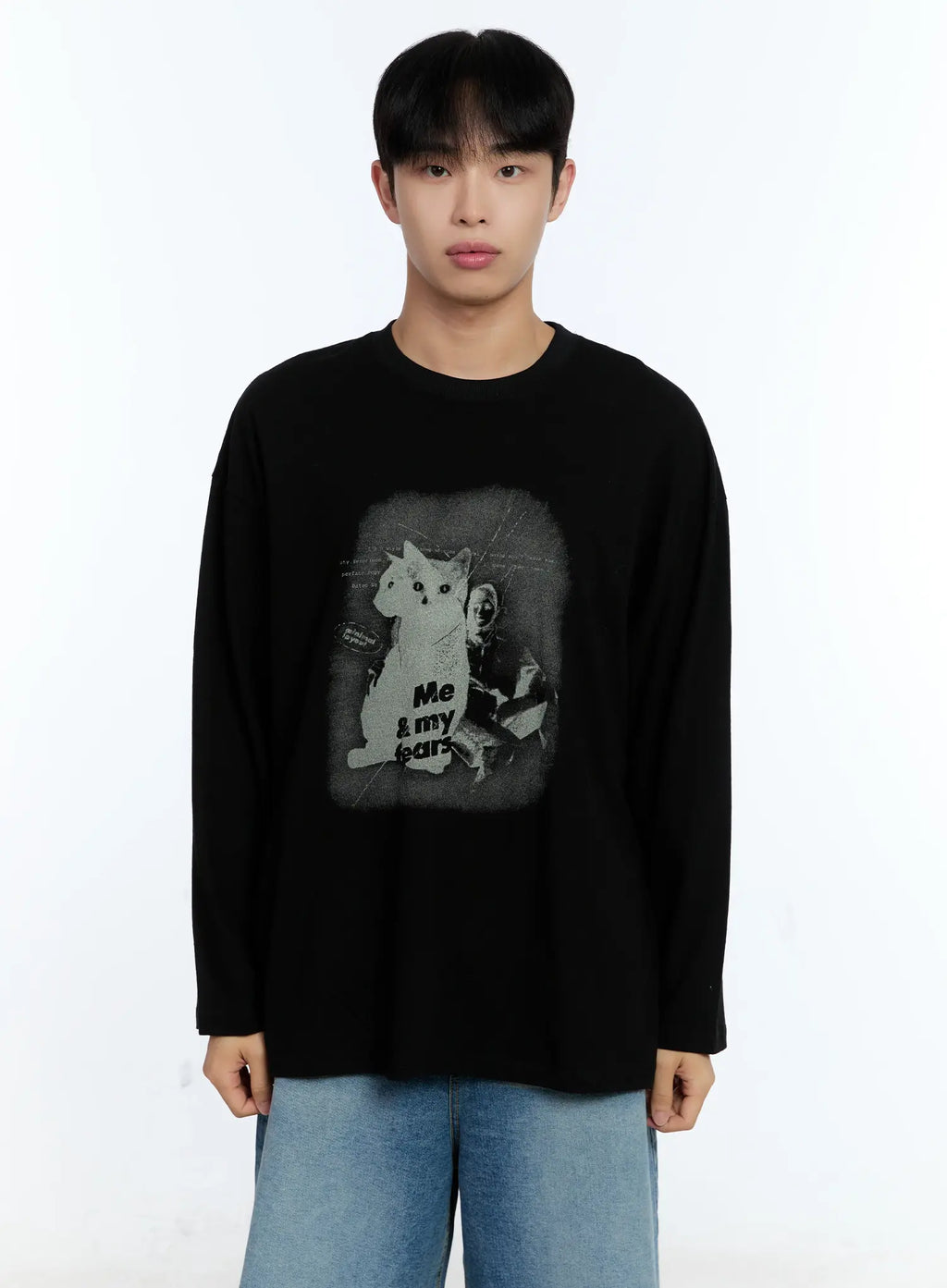 Men's Cat Graphic Long Sleeve T-Shirt IG515