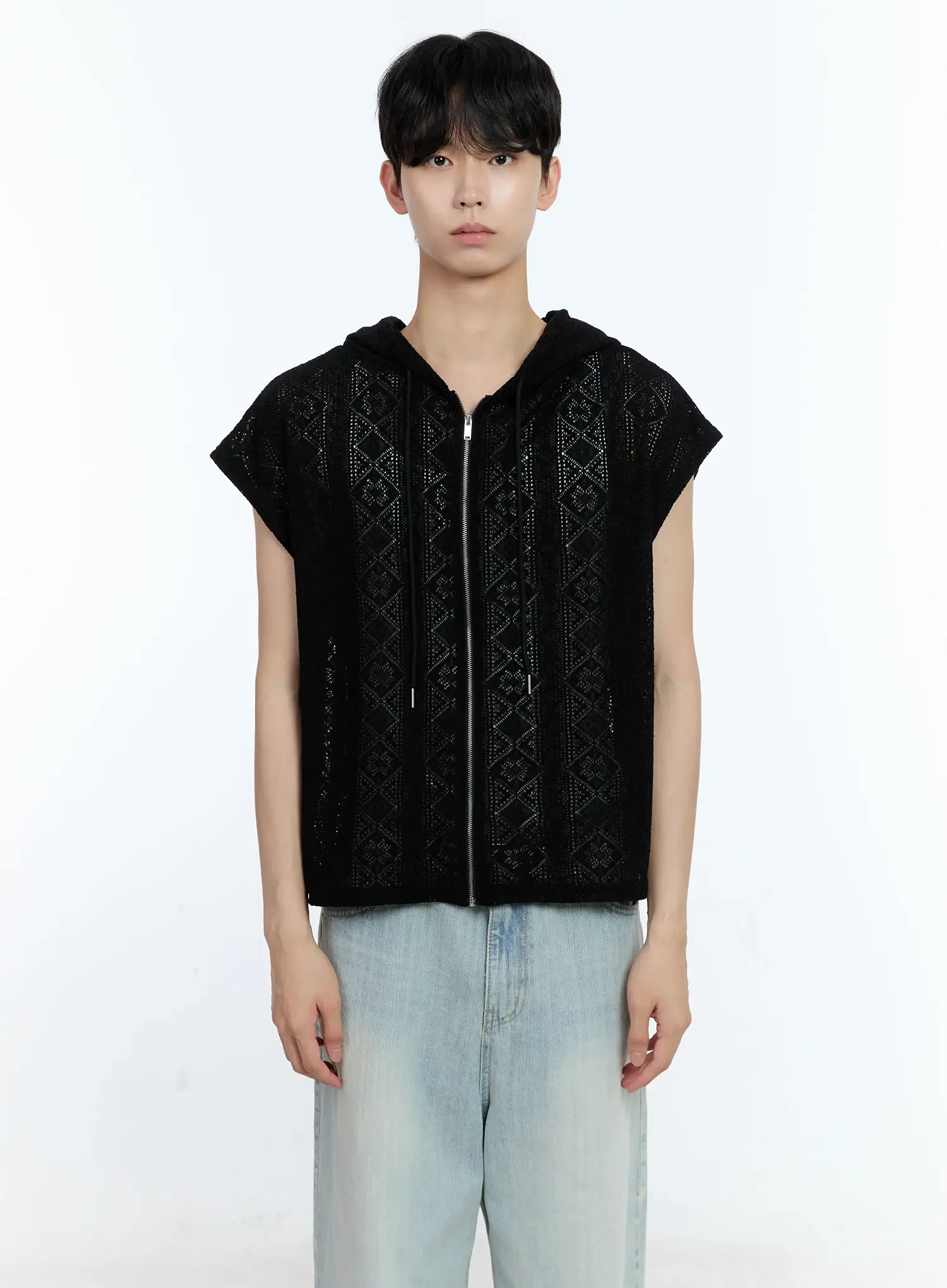 Men's Sleeveless Knit Zip-Up Jacket IG501