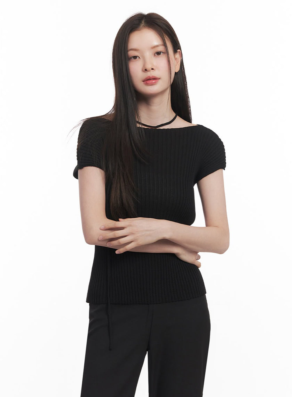 Ribbed String Knit Top IY508