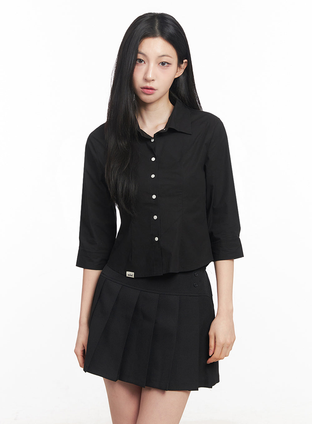 Half-Sleeve Slim-Fit Collared Shirt IY516
