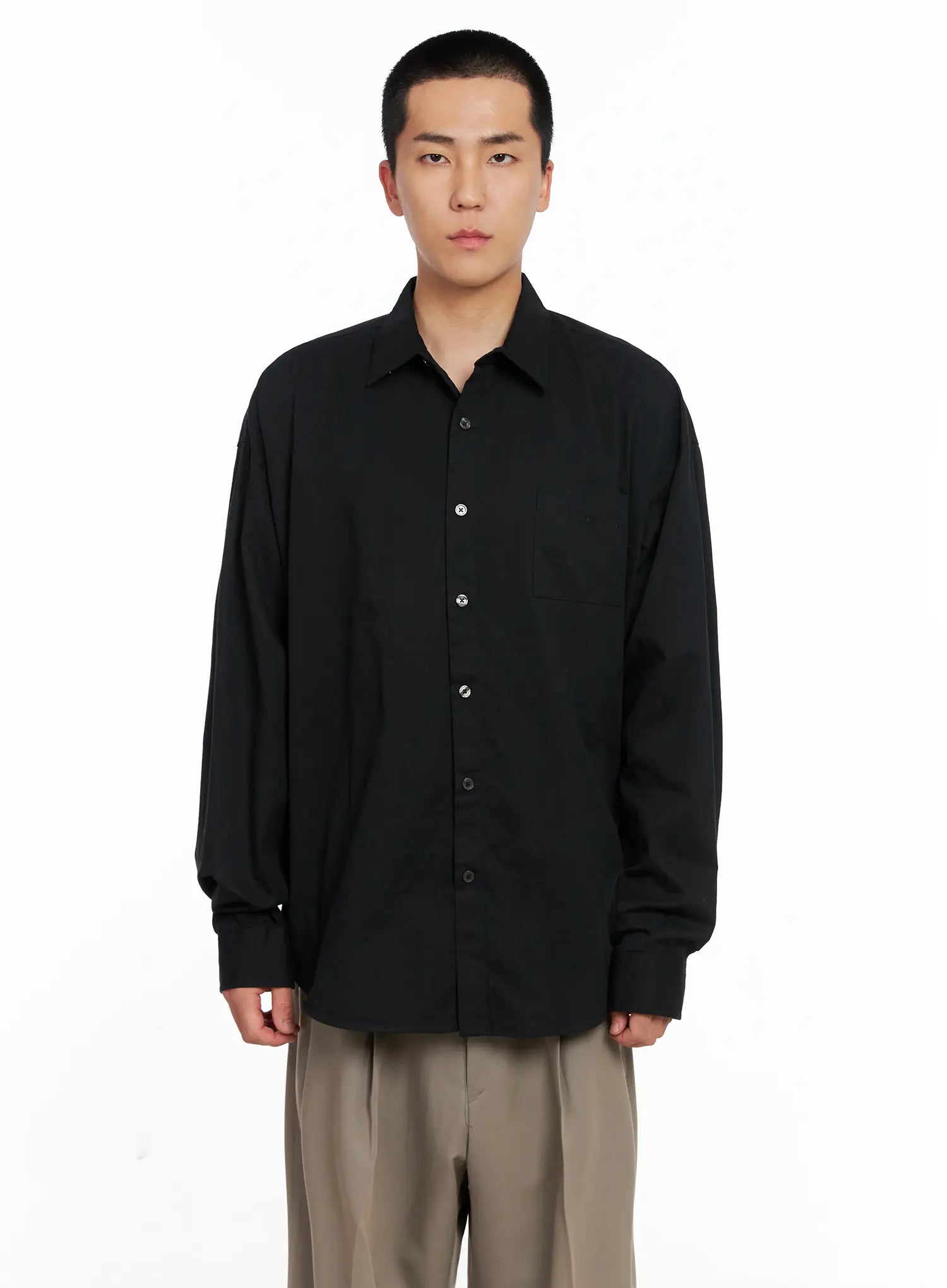 Men's Classic White Button-Up Shirt IS502