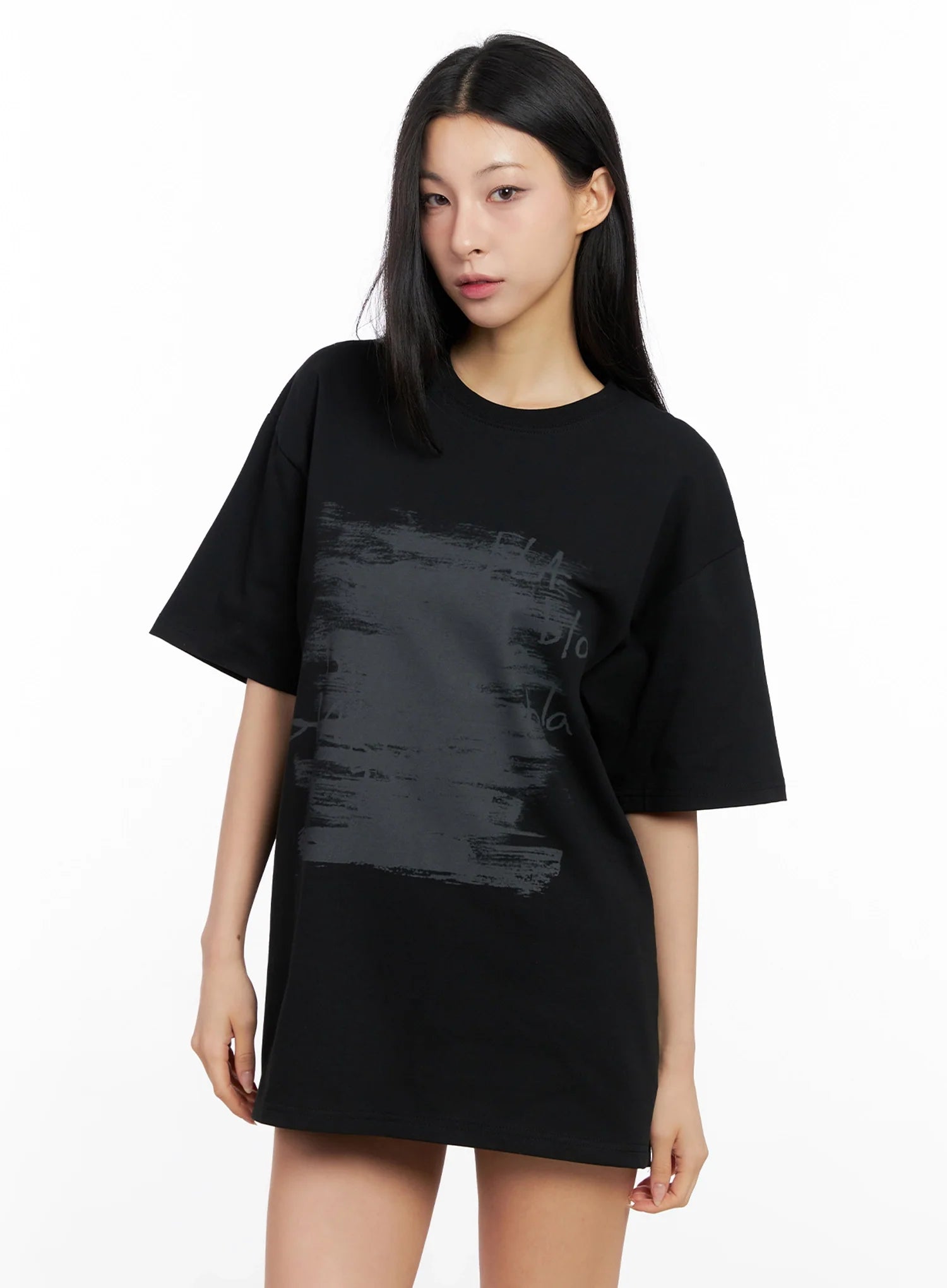 Brushstroke Graphic Oversized Tee IG508