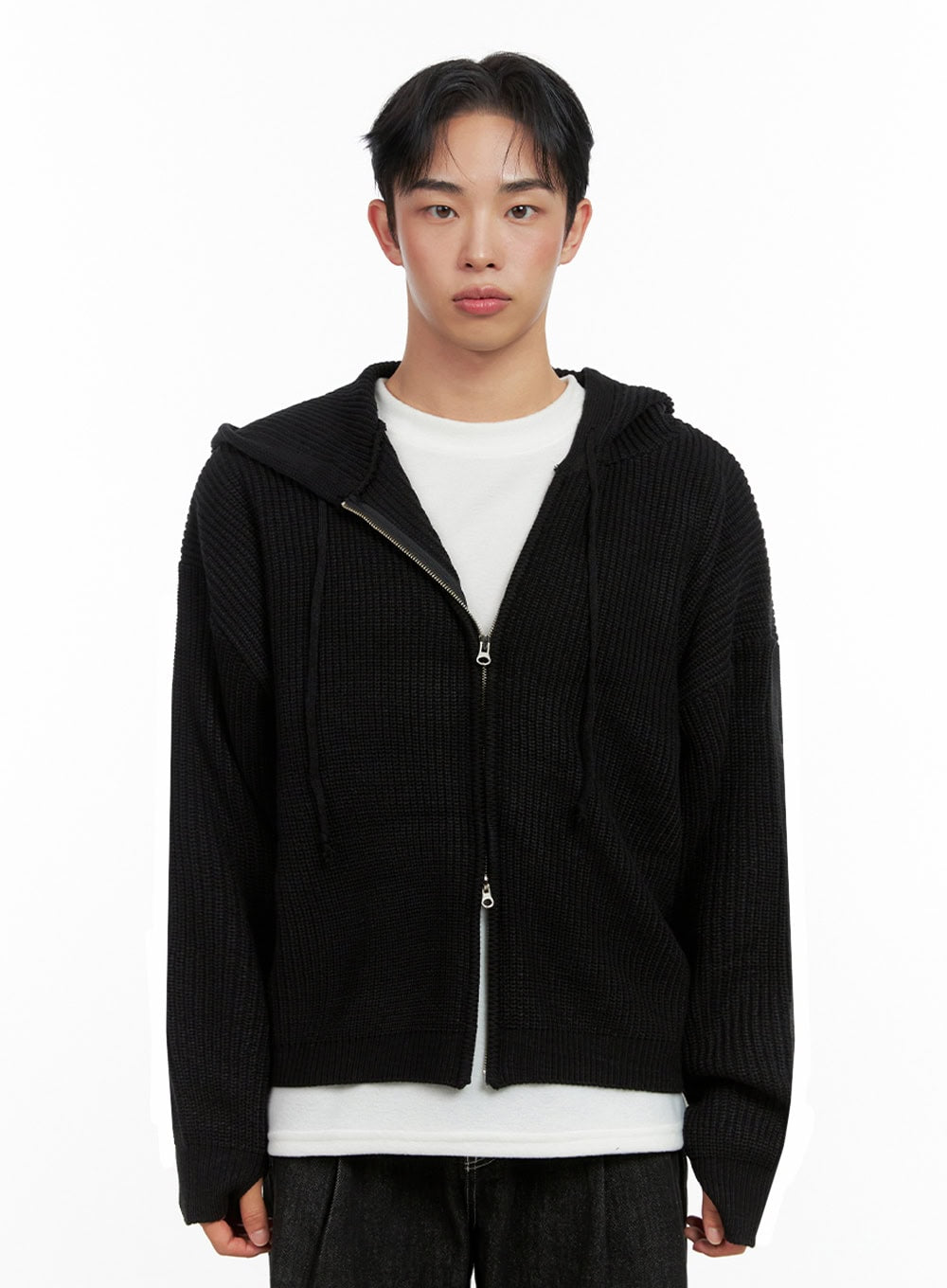 Men's Double-Zip Hooded Sweater IN426