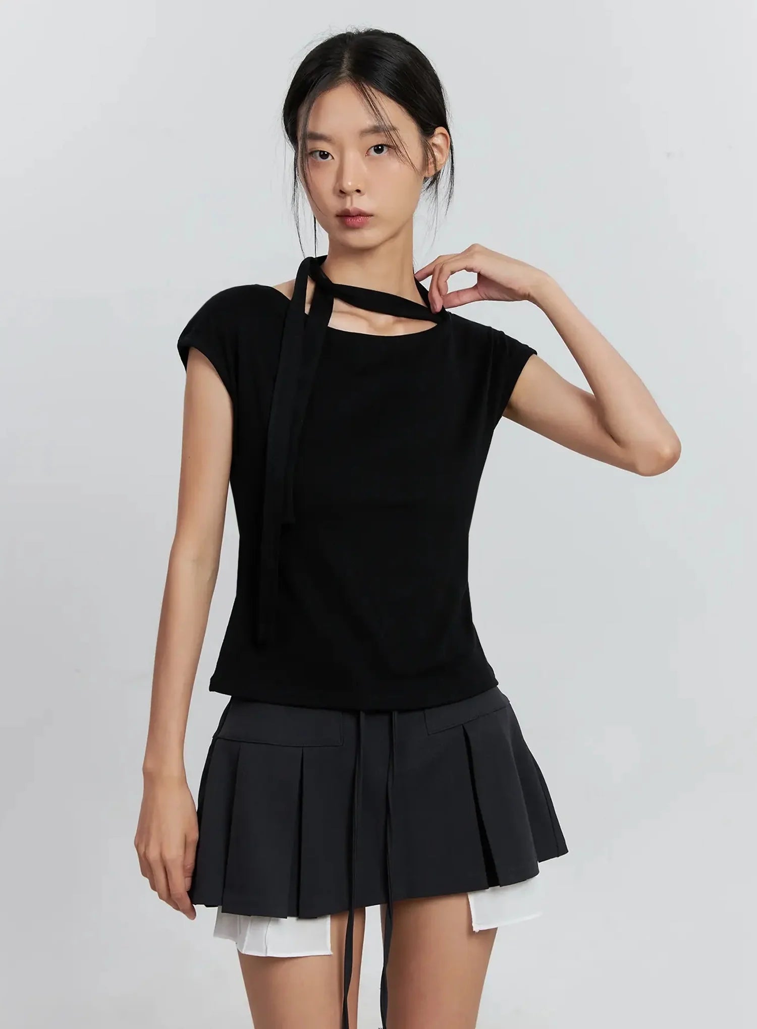 Cap Sleeve Bow Tie Top IS516