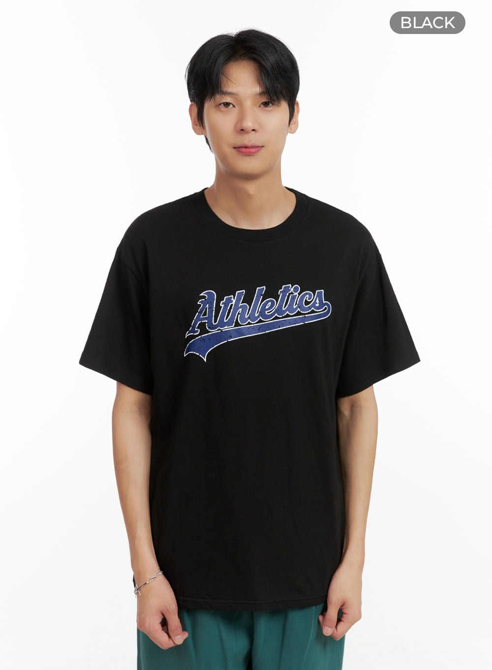 Men's Round Neck Graphic Cotton Tee IL404