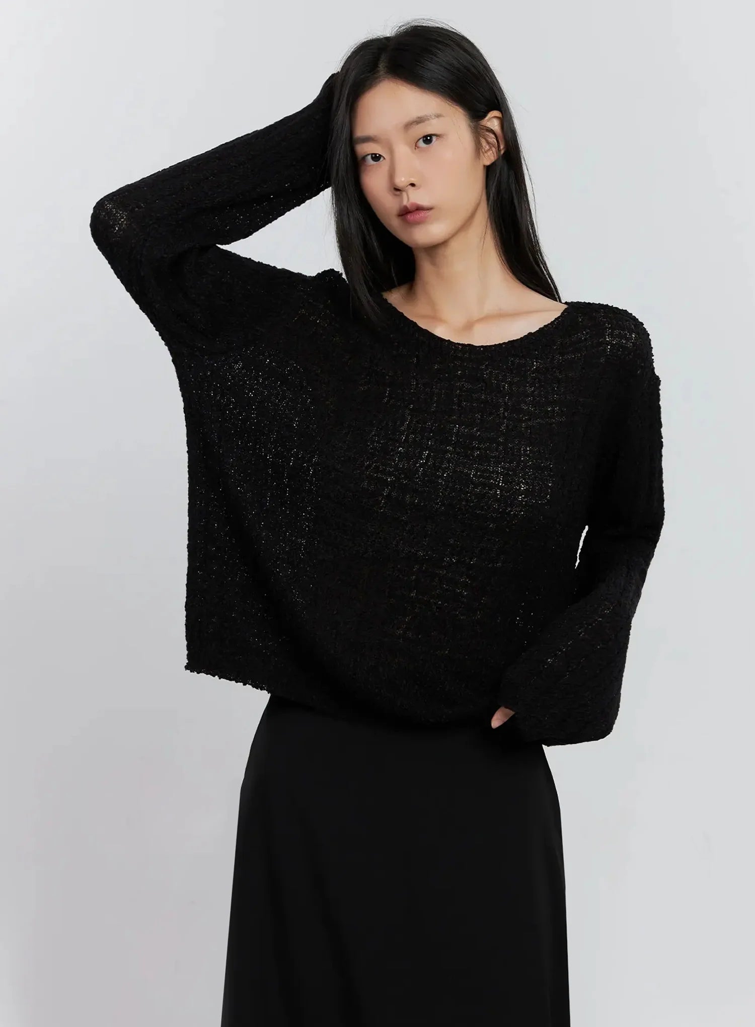 Cozy Boatneck Long Sleeve Sweater IS515