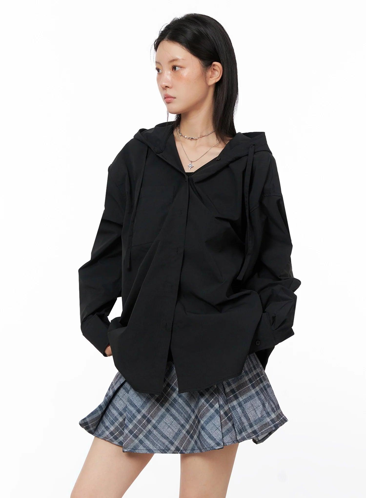 Oversized Button Up Hoodie Jacket IS508