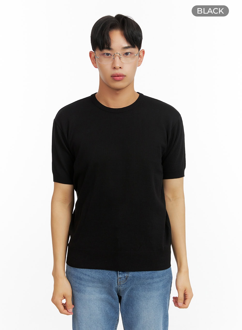 Men's Round Neck Knit T-Shirt IU412